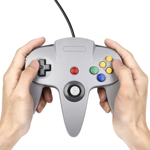 Vista 9 de 2xClassic N64 Controller,kiwitata Retro Wired N64 Gamepad Controller Joystick for N64 Video Console Games System Black+Gray