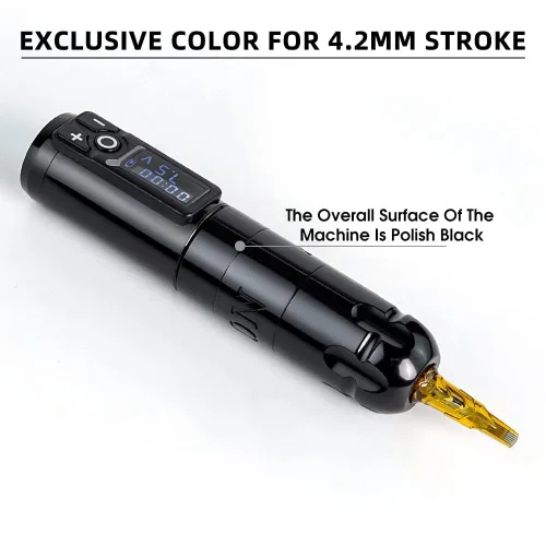 Vista 2 de Ambition Soldier - Bolígrafo rotativo de batería para tatuajes con cartucho, máquina de tatuaje con motor sin núcleo de 2400 mAh, fuente
