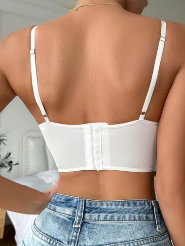 Vista 2 de SOLY HUX Women's Lace Trim Wireless Bralette Bra Bustier Corset Tops