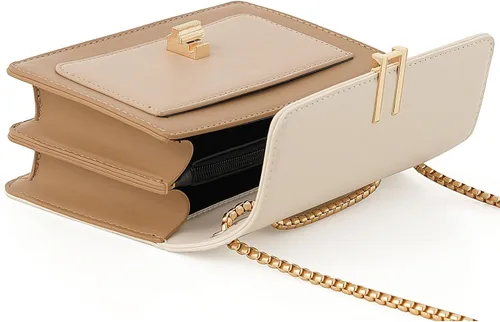 Vista 6 de Bolsos cruzados de cuero con bloques de color para mujer, bolsos cruzados de cuero, bolsos de diseñador lindos, bolso de hombro, tamaño mediano