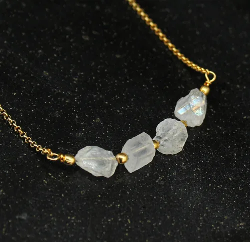 Vista 14 de Gempires Natural Raw Bar Crystals Pendant Necklace Handmade Jewelry 22 inch Adjustable Chain
