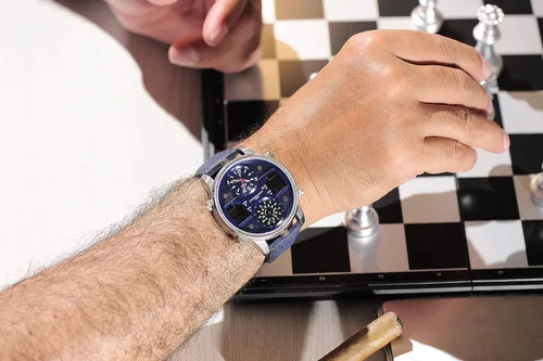 Vista 6 de KAT-WACH Relojes casuales para hombre reloj de cara grande para hombre 1969in reloj tres tiempos caja azul reloj impermeable 5ATM pantalla analógica