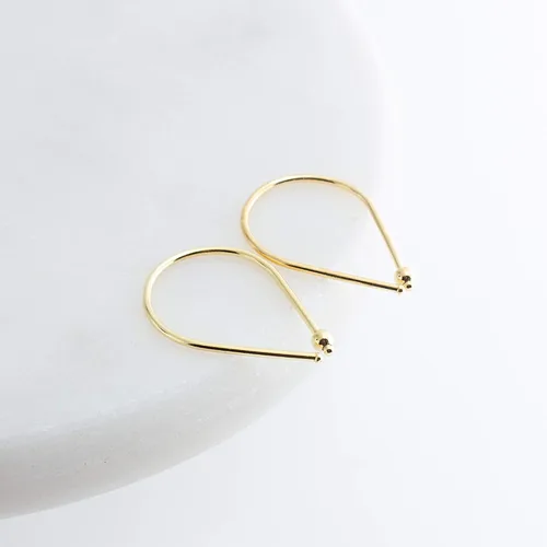 Vista 6 de 13mm de plata de ley 20 GA Aretes de aro invertidos colgantes de lágrima hipoalergénicos ligeros con hilo para mujer