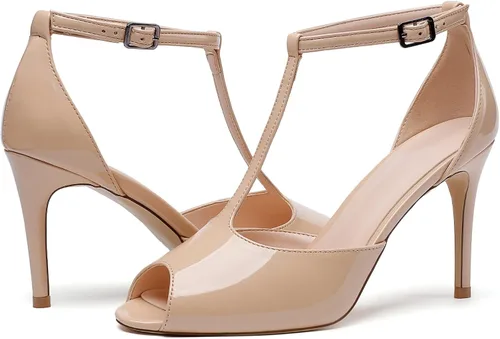 Vista 6 de Zamikoo Sandalias de tacón de aguja para mujer, con correa al tobillo, zapatos de vestir