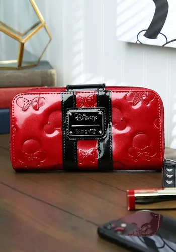 Vista 6 de Disney Mickey and Minnie Billetera en relieve, patente roja y negra, talla única, negro, rojo (Red/Black Patent)