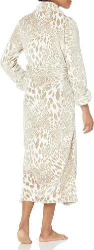 Vista 2 de Natori Bata de baño de felpa con estampado de leopardo para mujer, longitud de 52 pulgadas