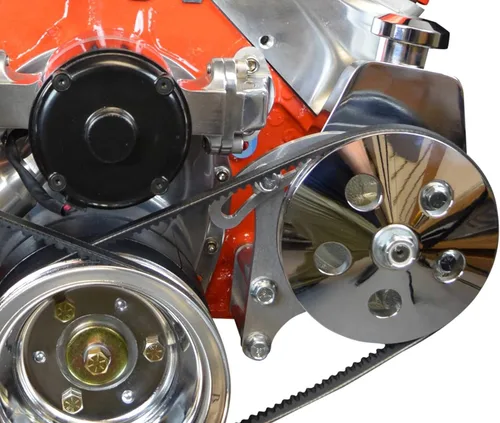 Vista 5 de SBC Power Steering Soporte para bomba eléctrica Bomba de agua Billet 350 bloque pequeño Chevy Adjustable 551360