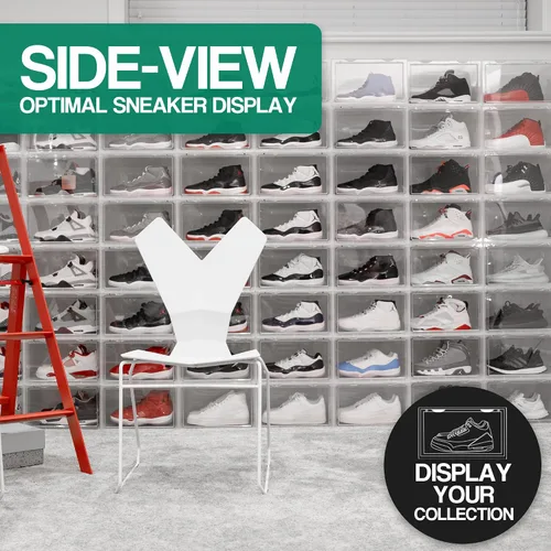 Vista 2 de Ollie Cajas de almacenamiento de zapatos XL, organizador plegable y apilable de almacenamiento de zapatos, caja de almacenamiento grande de plástico