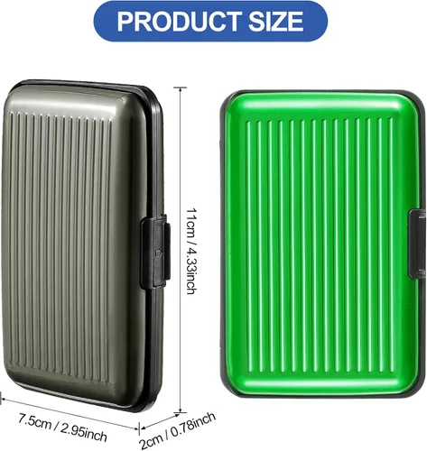 Vista 2 de 2 piezas de soporte delgado para tarjetas de crédito, mini protector de tarjeta de crédito, protector de aluminio para tarjetas de visita