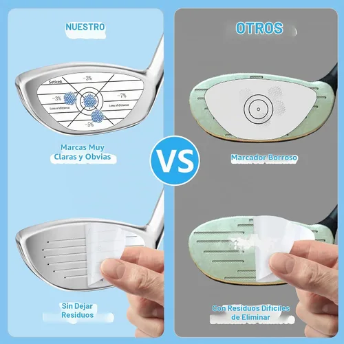 Vista 3 de Seticek Juego de 300 cintas de impacto de golf, análisis de consistencia y puntos dulces autodidactas, calcomanías de impacto para palos de golf