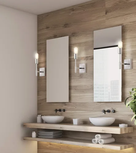 Vista 2 de JONATHAN Y Aplique de pared LED cromado de 5 pulgadas, lámpara de pared moderna con cable para baño, espejo de tocador, dormitorio, pasillo