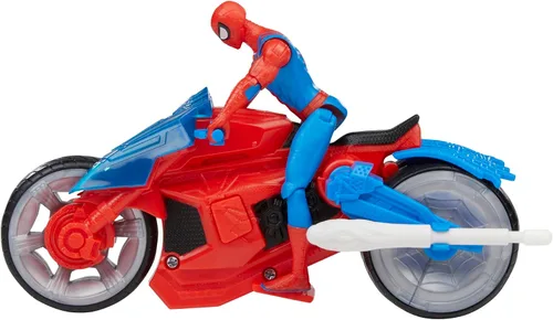 Vista 6 de Marvel Spider-Man Web Blast Cycle, figura de acción de 4 pulgadas con vehículo y 2 proyectiles web, juego de juguetes para niños a partir de 4 años