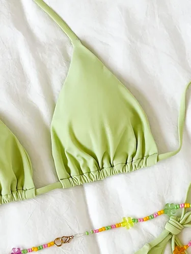 Vista 4 de SHENHE Conjunto de bikini sexy de 2 piezas para mujer, traje de baño triangular con lazo lateral
