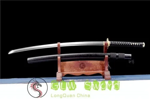 Vista 3 de GLW - Espada de 41 pulgadas de espiga completa afilada, katana japonesa Samurái, espada de acero para primavera, ninja catana