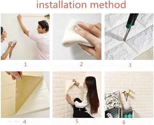 Vista 4 de Queenbox - Paquete de 2 paneles de pared autoadhesivos de espuma de ladrillo de 27.6 x 30 pulgadas, papel tapiz adhesivo de pared para el hogar