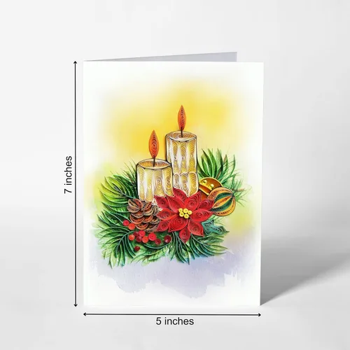 Vista 5 de Tarjeta de Navidad con velas, tarjeta de felicitación de flores de Navidad, para mamá, papá, abuela, amigo, jefe, compañero de trabajo