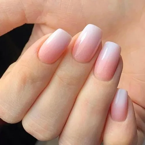 Vista 39 de Modelones Uñas postizas cuadradas cortas, color blanco y rosa, 32