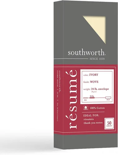 Vista 4 de Southworth R14I10L 100% Algodón #10 Resume Sobre Marfil 24 lbs. Tejido 50/Caja
