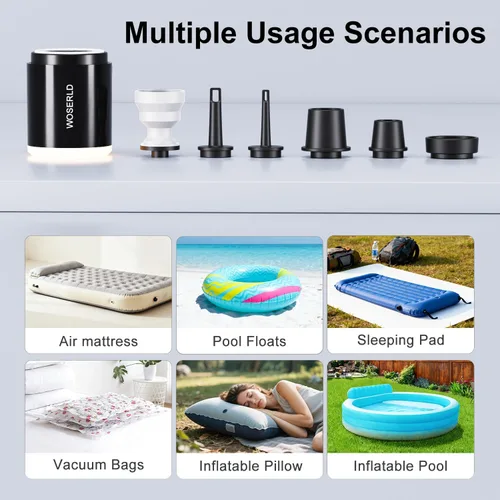 Vista 3 de Bomba de aire eléctrica al aire libre Luz de camping SOS Light Batería de litio de gran capacidad para balsa de aire cojín de aire Anillo de natación