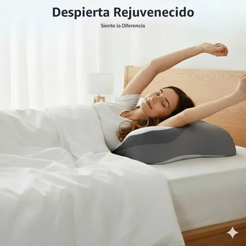 Vista 7 de Almohada cervical para el cuello para aliviar el dolor: almohada ergonómica de espuma viscoelástica para dormir, almohada ortopédica de apoyo