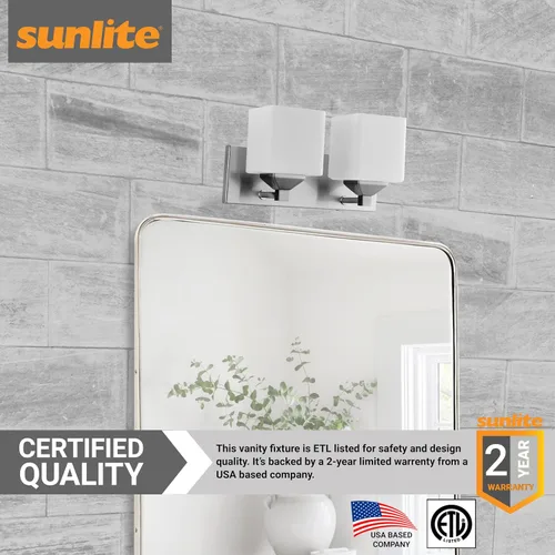 Vista 4 de Sunlite 81323-SU - Moderna lámpara cuadrada para tocador, montaje en pared de 16 pulgadas, base media (E26), requiere bombilla estándar A19