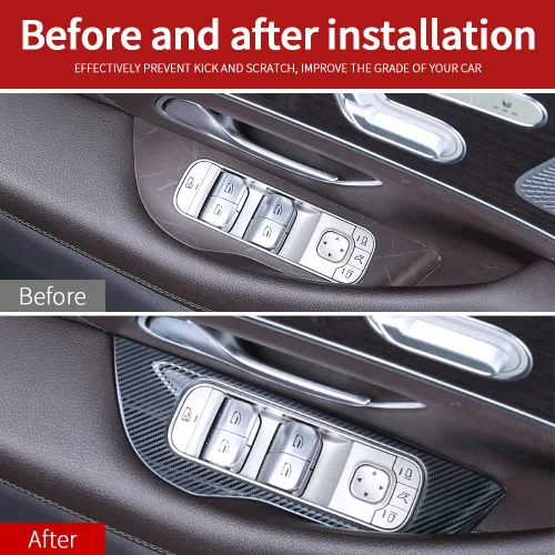 Vista 2 de Cubierta de panel de interruptor de elevación de ventana de fibra de carbono de acero inoxidable para Mercedes Benz GLE350 W167 450 400d 350e 53 amg