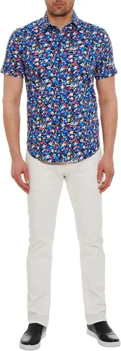 Vista 3 de Robert Graham Camisa tejida de manga corta con cinturón asteroide para hombre
