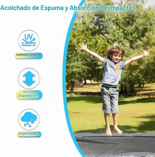 Vista 4 de Repuesto de almohadilla para cama elástica, 10/12/14/15/16 pies, cubierta de resorte para trampolín, sin agujero para poste impermeable, almohadilla