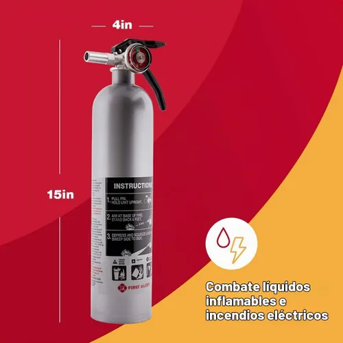 Vista 5 de First Alert DHOME1 Extintor de incendios estándar recargable para el hogar, clasificación UL 1-A:10-B:C, peltre DHOME1 Clasificación UL
