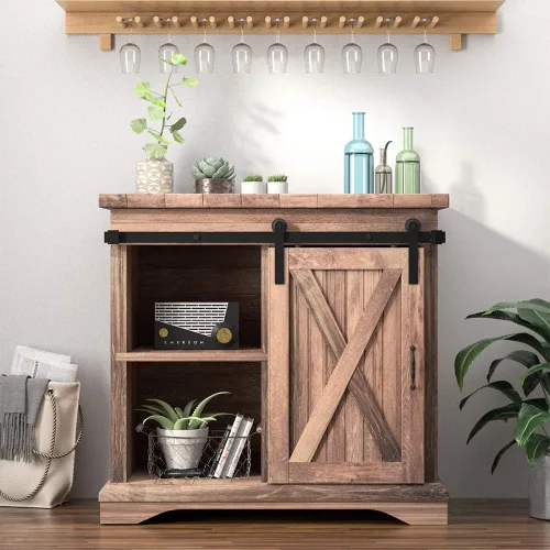 Vista 2 de WINSOON - Kit de herrajes para puerta corredera de granero súper mini de 3.5 pies para puertas individuales, soportes de TV, armarios pequeños, I