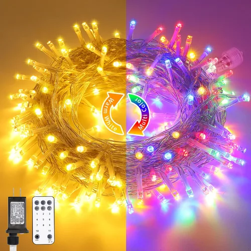 Vista 27 de JMEXSUSS 200 luces LED de Pascua al aire libre e interior para decoraciones, 66 pies conectables pastel luces de Pascua cadena de alambre