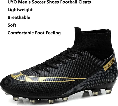 Vista 2 de Men's Soccer Shoes Football Cleats Outdoor High-Tops Lace-Up Non-Slip Spikes AGFG Boots