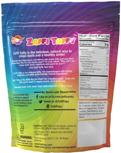Vista 2 de Zaffi Taffy - Caramelos sin azúcar, sin tintes, aptos para dieta cetogénica y diabéticos, golosinas aprobadas por dentistas para niños