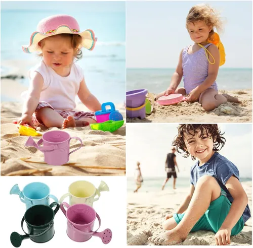 Vista 6 de Paquete de 5 regaderas pequeñas de metal para niños, mini maceta de agua para plantas para jardinería en interiores y exteriores, bonitos juguetes
