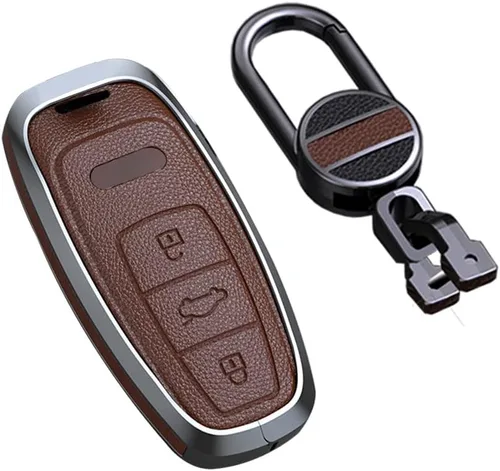 Vista 9 de SANRILY Funda de llavero negra sin llave para Audi A6 A7 A8 2020 2021 E-tron Q8 Q7 de metal con llavero Negro