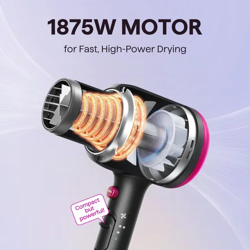 Vista 3 de Secador de pelo Wavytalk con difusor, secador iónico Blown Away para cabello rizado con peine, secador de 1875 W de secado rápido con tecnología
