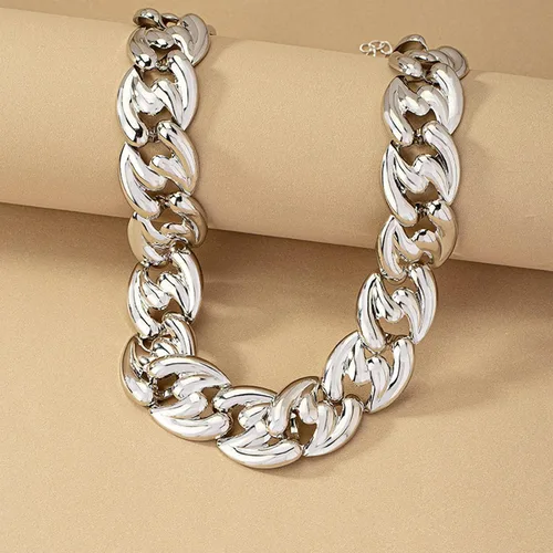 Vista 20 de Collar grueso de oro para mujer, gargantilla de oro, collar grueso de hip pop, collar de oro, joyería apilable, collar de barra en T, trajes