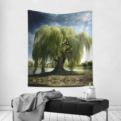 Vista 5 de YAzgaN Tapiz decorativo de pared de árbol de sauce de 60 x 51 pulgadas, textura suave, duradero, agradable al tacto y ligero, perfecto para colgar
