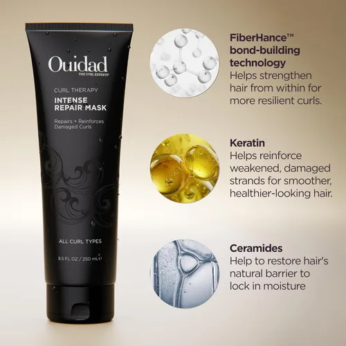 Vista 9 de Ouidad Curl Therapy - Máscara de reparación intensa, 8.5 onzas líquidas, repara visiblemente + refuerza los rizos dañados, fórmula