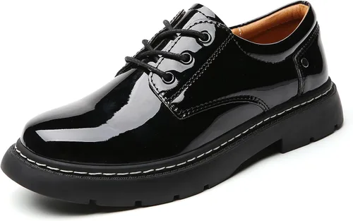 Vista 8 de Zapatos Oxford para mujer, con cordones, antideslizantes, parte superior de cuero, plataforma casual, cómodos, para trabajo, oficina, zapatos