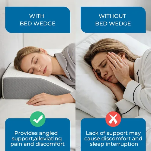 Vista 4 de Almohada de cuña para aliviar el dolor de espalda, almohada de reflujo ácido, almohadas de espuma viscoelástica para dormir, almohada triangular