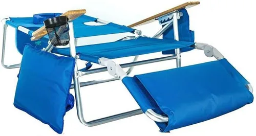 Vista 9 de Ostrich Silla de playa reclinable 3-N-1 de lujo acolchada para exteriores, color azul (paquete de 2)