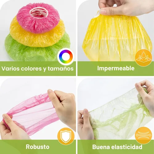 Vista 3 de MAQIHAN 60 piezas de cubiertas para cuencos reutilizables - Bolsas elásticas de plástico para mantener frescos los cuencos, cubiertas