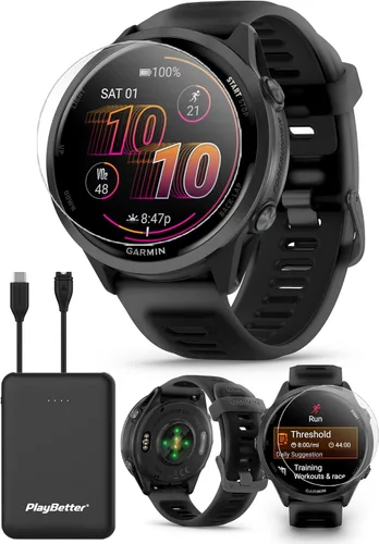 Vista 10 de Garmin Forerunner 570 Advanced GPS Running and Triathlon Smartwatch Bundle (1.850 in, Amp Yellow/Translucent Whitestone/Turquoise)