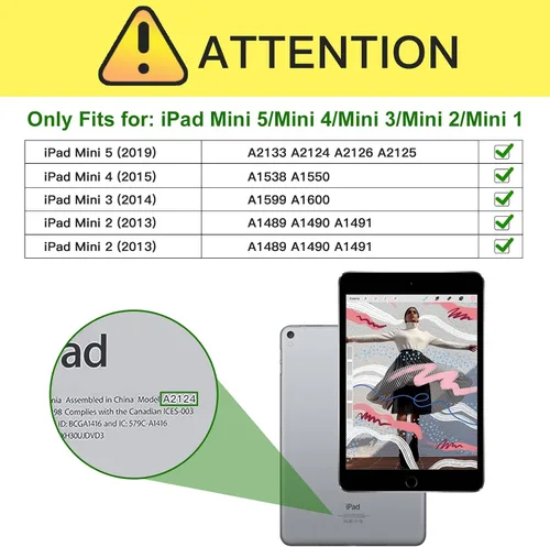 Vista 2 de Funda para iPad mini 5 2019/Mini 4 3 2 1 de 7.9 pulgadas, Cubierta Folio de Soporte de Cuero PU Premium con función de encendido y apagado