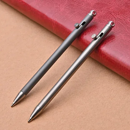 Vista 8 de Mini Titanium Creative Signature Pen Bolt Action Pen Cool Llavero Accesorios Gadgets útiles Herramienta al aire libre (gris)