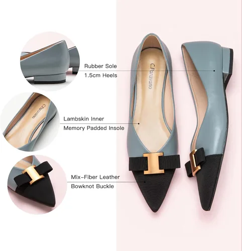 Vista 4 de C.Paravano Zapatos planos para mujer I Flat para mujer de cuero I puntiagudo I zapatos planos de ballet para mujer I Slip on Dressy Flats