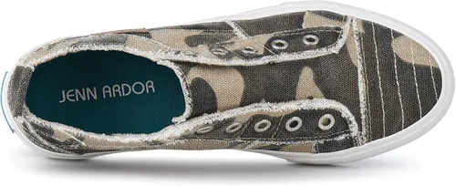 Vista 7 de JENN ARDOR - Tenis de lona para mujer, zapatos deportivos urbanos y modernos de caña baja, sin cordones, uso casual