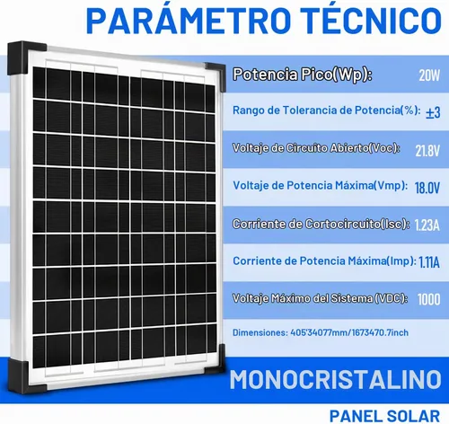 Vista 2 de Kit de Panel Solar 20W 12V Monocristalino, Mantenedor de Batería + Controlador de Carga Solar 10A + Cable de Extensión con Clips de Batería Terminal