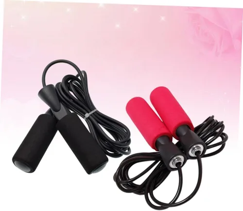 Vista 4 de 2 cuerdas de saltar con rodamientos de bolas con asas ergonómicas antideslizantes, cable de PVC para resistencia a los arañazos y flexibilidad